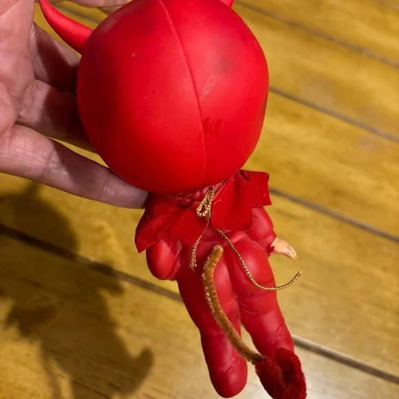 Vintage rare Devil diablo red rojo Doll ornament w defects Valentine’s Day decor - Picture 12 of 16